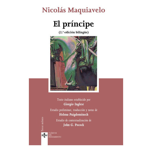 El Prãâncipe, De Maquiavelo, Nicolás. Editorial Tecnos, Tapa Blanda En Español