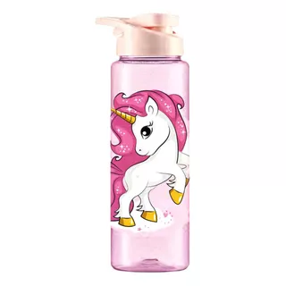 Garrafinha Agua Unicornio Gliter 750 Ml Rosa Menina Linda