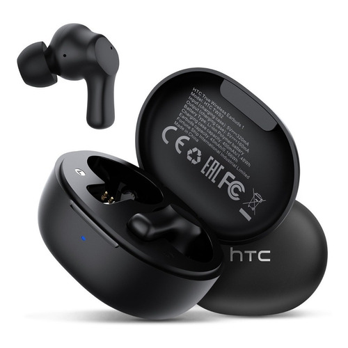 Audífonos in-ear gamer inalámbricos HTC True Wireless Earbuds 1 TWS2 negro con luz LED
