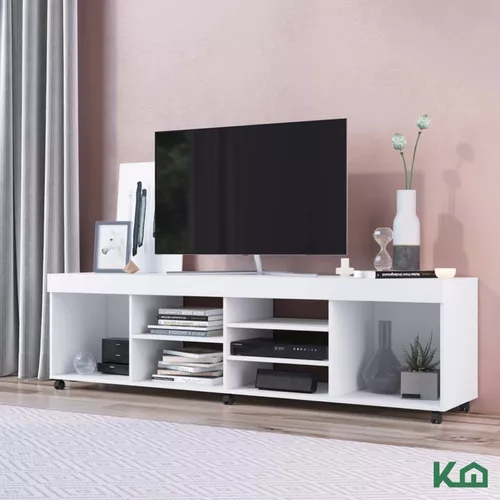 Kingshouse | Mueble para TV de 37 Pulgadas – Múltiples Repisas y Puerta  Abatible – Color Blanco – Mueble Minimalista – Centro de Entretenimiento