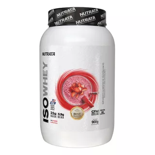 Whey Protein Iso Whey Isolado 900g Sabores - Nutrata Sabor Morango