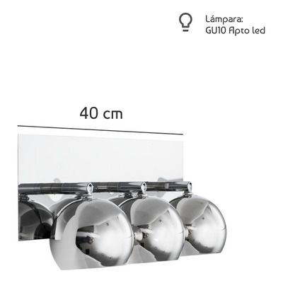 Aplique 3 Luces Cromo Cabezal Móvil Apto Led Luz Desing Mks