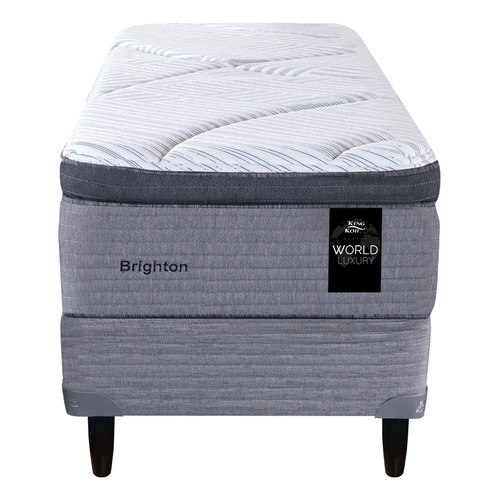 King Koil World Luxury Brighton Conjunto Sommier Americana 1 1/2 Plaza de 190cmx100cm Color Blanco/Gris de Resortes con Pillow