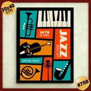 #758 - Cuadro Vintage / Música Jazz Piano Poster No Chapa