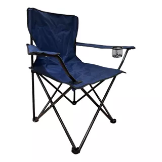 Silla Plegable De Playa Camping Con Bolso De Transporte Y Posavasos Color Azul Oscuro Santu Home & Deco