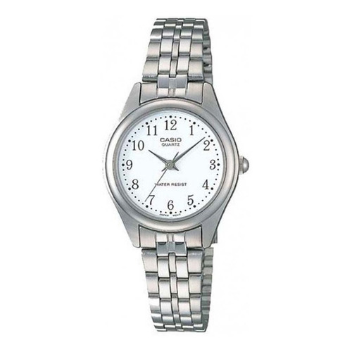 Reloj Casio Ltp-1129a-7b Cuarzo Mujer Color de la correa Plateado Color del bisel Plateado Color del fondo Blanco