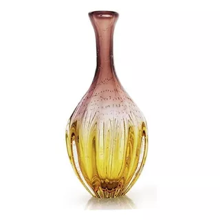 Vaso Garrafa Em Cristal Murano Lilas E Ambar Sao Marcos 