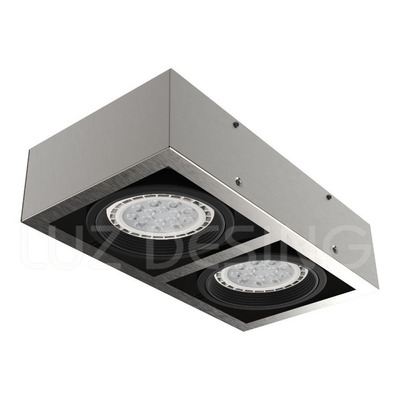 Plafon Spot 2 Luces Acero Movil Cardanico Apto Led Ar111 220