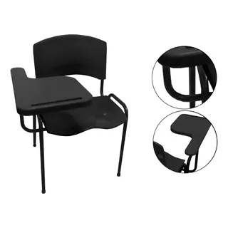 Cadeira Preta Universitária Plástica C/ Prancheta