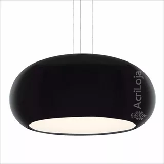 Luminária Lustre Pendente Póllux Acrílico Preto 45x25 3 Lâmp