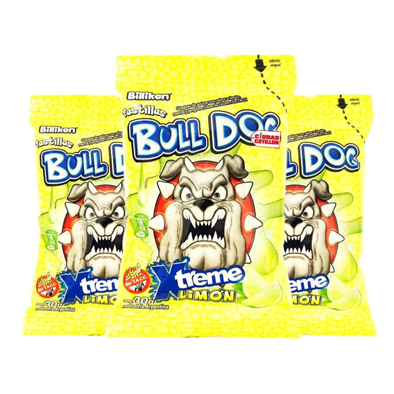 Pastillas Bull Dog Limón Ácidas Xtreme Caja X12 30g- Cc