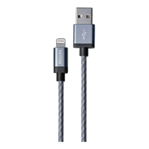 Cable iPhone  1.2mts Trenzado Gris Philips Dlc2508n