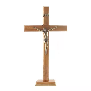 Crucifixo Para Parede Ou Mesa Madeira Imagem Metal 40cm