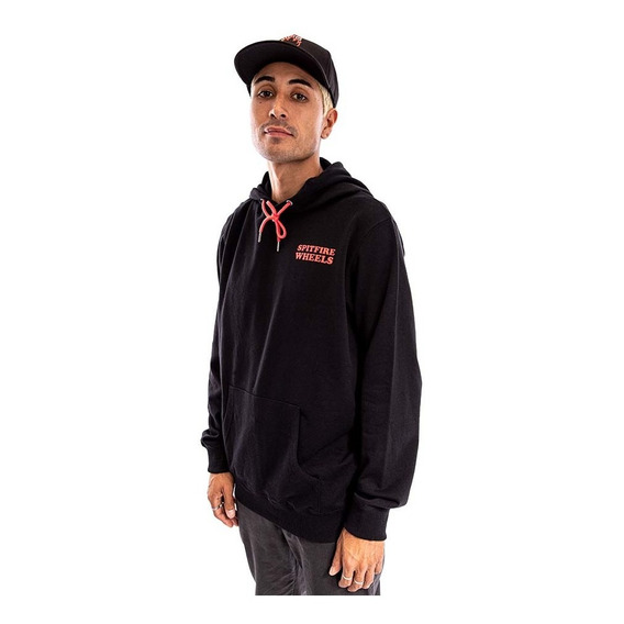 Poleron Hombre Hoodie Spitfire Ride To Burn Negro Rojo