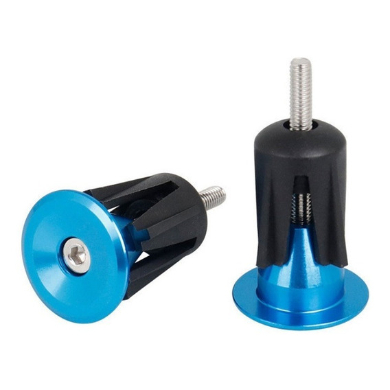 Tapon Tope Puño Manubrio Bicicleta Bar End Plug Color Azul