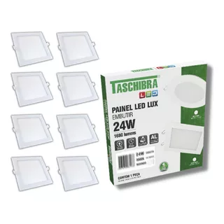 Kit 10 Painel Plafon Led Quadrado Embutir 24w Lux Taschibra