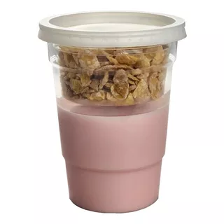 Vaso, Pote Interno Cristal Y Tapa Lisa Ideal Yogurth X 100 U