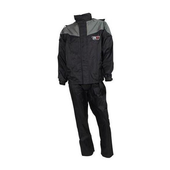 Impermeable R7 Racing Premium Para Motociclista- Negro/gris