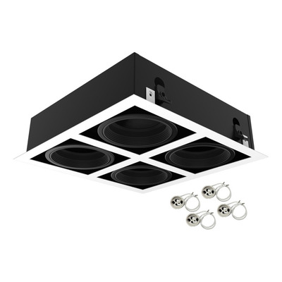 Spot Plafon Cardanico Embutir 4 Luces Apto Led Ar111 Gu10  Blanco