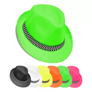 Sombrero Tanguero Fluo Mix Color Cotillon Luminoso X25