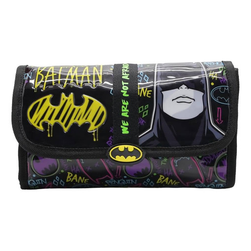 Cartuchera Escolar Batman Plegable Marvel Color Negro Liso