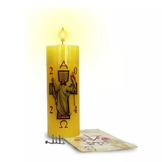 Vela Mini Círio Da Família - 12 Unid. Cor Amarelo Fragrância Nenhuma Jesus Ressuscitado