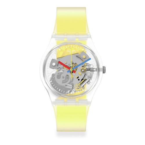 Relojes Swatch Reloj Clearly Yellow Striped De Hombre Pulser Color de la malla Amarillo Color del bisel Amarillo Color del fondo Transparente