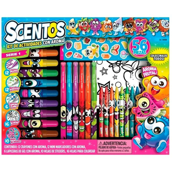 Kit Escolar Scentos Crayones + Marcadores + Stickers 56pcs
