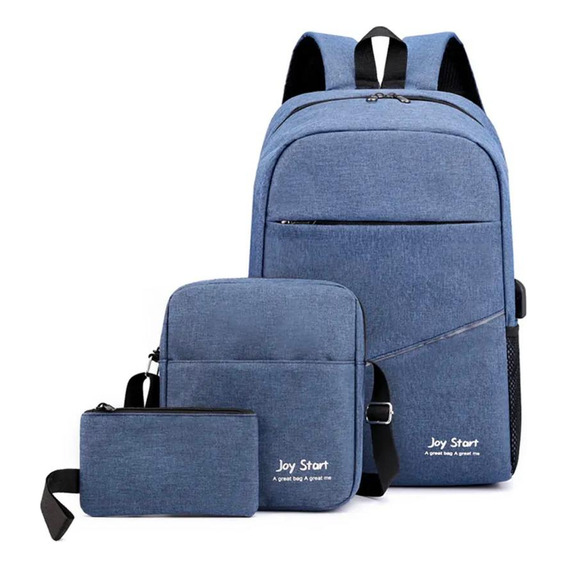 Set Mochila Para Notebook Con Usb + Morral Y Necessaire