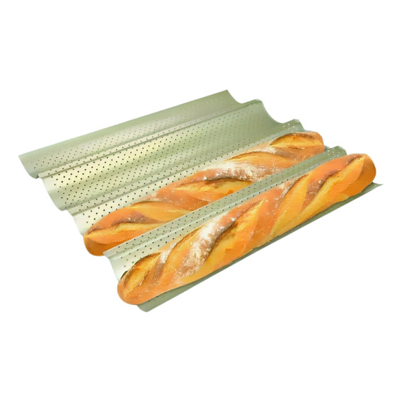 Molde Perforado Antiadherente 4 Pan Francés Baguette Baguete