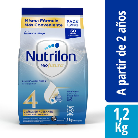 Leche Nutrilon Profutura 4 En Polvo 2 Pouch De 1.2 Kg C/u