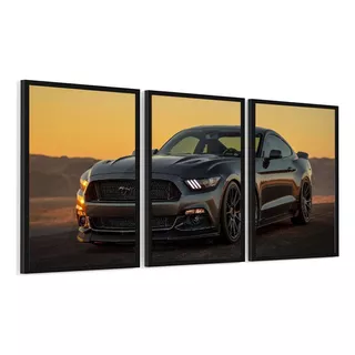 Quadros Por Do Sol Montanha Carro Mustang Car  40x60 04