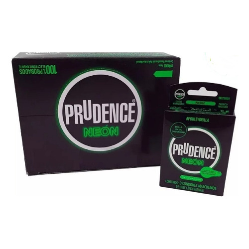 36 Condones Prudence Neon Fluorescente 12 Carteras De 3 Pzs