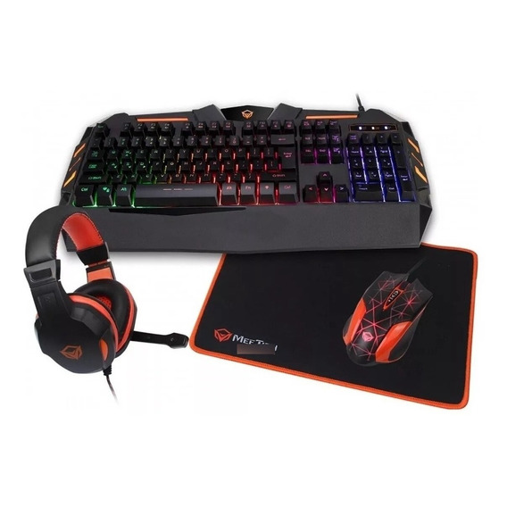 Combo Gamer Ratón Teclado Auricular Y Pad Con Luces Meetion