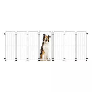 Cercado Grande Cachorro Pet Grade 6 Modulos+portão 260x100cm Cor Branco
