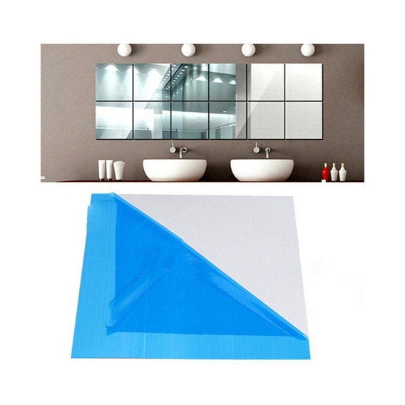 Adhesivo Para Pared De Espejo Con Azulejos Cuadrados, 40 Pie Color Del Marco Transparente