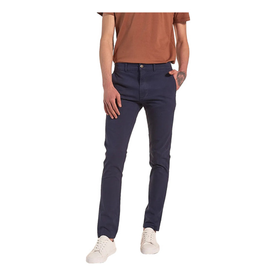 Pantalón Chino Munich, Hombre, Gabardina Slim, Marino Equus