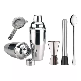 Kit Barman Profissional Coqueteleira 500ml 5 Peças Inox