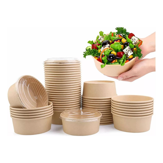 Envase Bowl Bamboo 1300 Cc X 50 Unidades Biodegradable