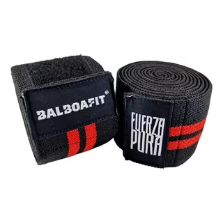 Vendas De Rodillas 200cm Balboafit Powerlifting Boxeo Gym Color Negro Con Rojo