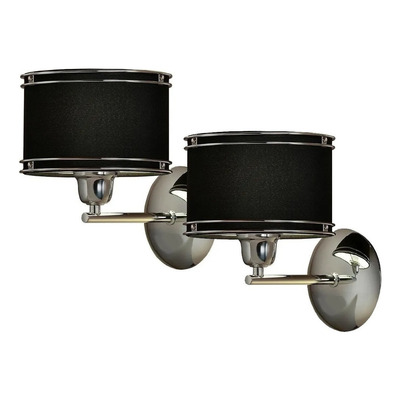 Pack X2 Aplique Pared Doble Aro Cromo Deco Moderno Negro