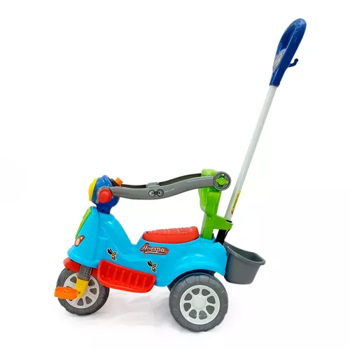 Triciclo Velotrol Motoca Infantil Empurrador Dino Azul