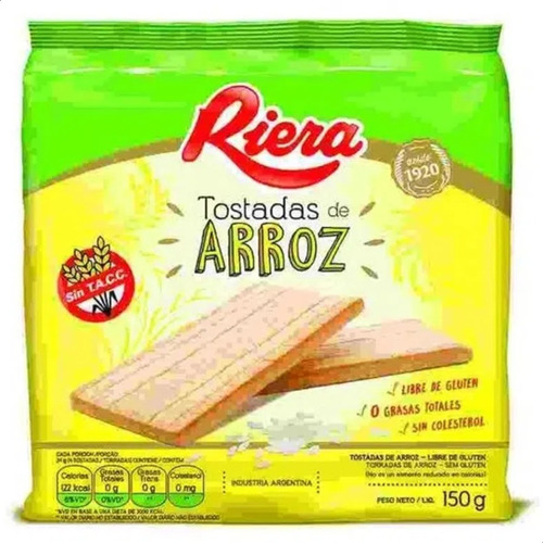 Tostadas Riera Arroz Sin Tacc 150 Grs