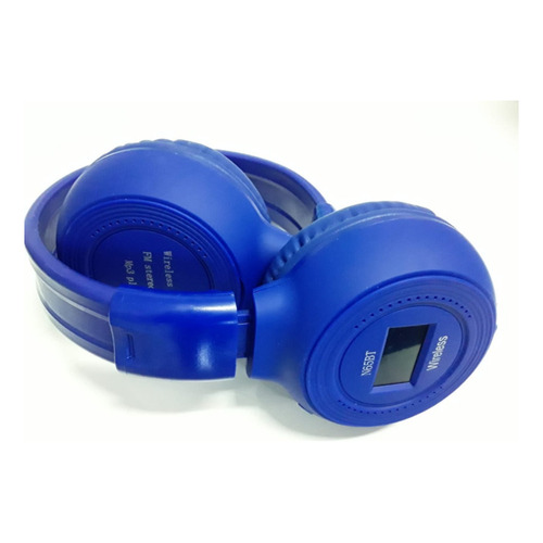Audifonos Diadema Bluetooth Radio Fm Microfono Pantalla Led Color Azul