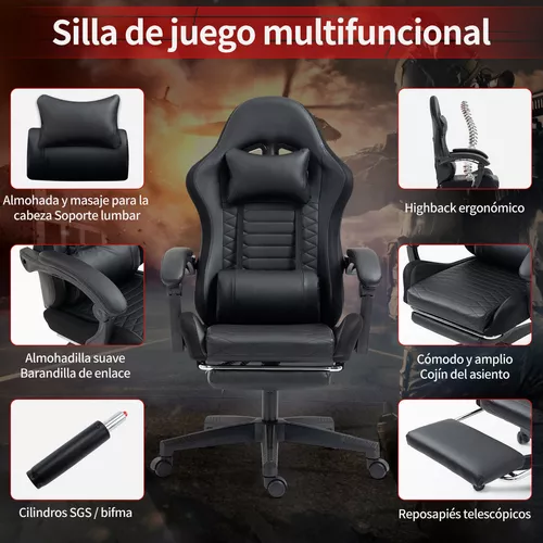 Silla Oficina de Respaldo Alto Ergonómica, Color Negro, para Hogar u  Oficina HOMEMAKE FURNITURE Moderno