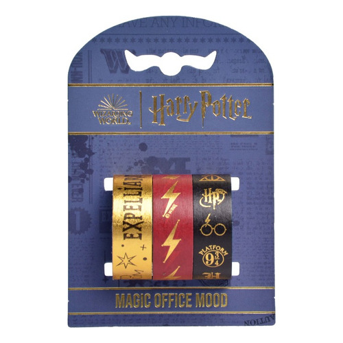 Set Cinta Adhesiva Mooving Washi Tape Harry Potter X 3 Color Negro, Bordo Y Dorado