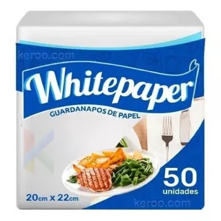 20 Pct C/ 50un Guardanapo Papel 20x22cm Branco Folha Simples