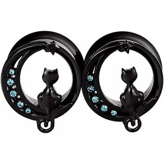 Expansores Con Forma De Gatito Y Luna En 6 8 Y 10mm