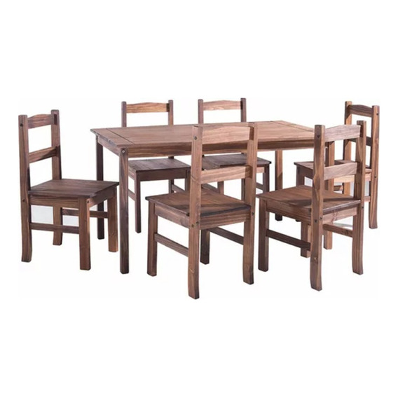 Juego Comedor Mesa 6 Sillas Linea Mexicana Madera E288