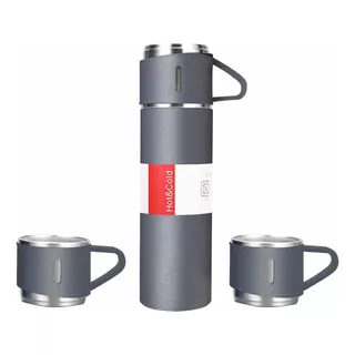 Garrafa Térmica 500ml Com 3 Xícaras Inox Camping Viagem Café